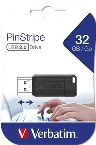 32 GB USB Flash 2.0, 11/8 MB/Sek., Nadelstreifen, VERBATIM, schwarz